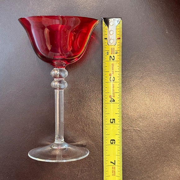 Antique Cranberry Champagne Coup Glasses Set of 4 - Picture 3 of 7